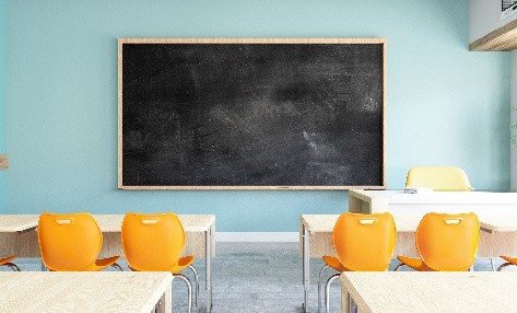 school classroom facing blackboard